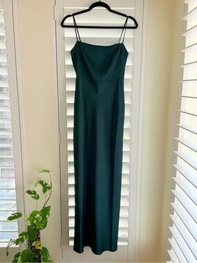 Park & Fifth Maxine Dress Size S Hunter Green Satin Slip Maxi Gown NWT